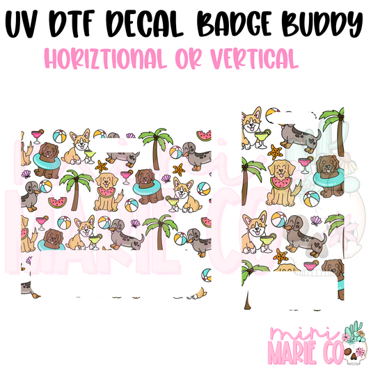 Summer Dogs UV DTF Ready to Apply Decal (Horizontal or Vertical)