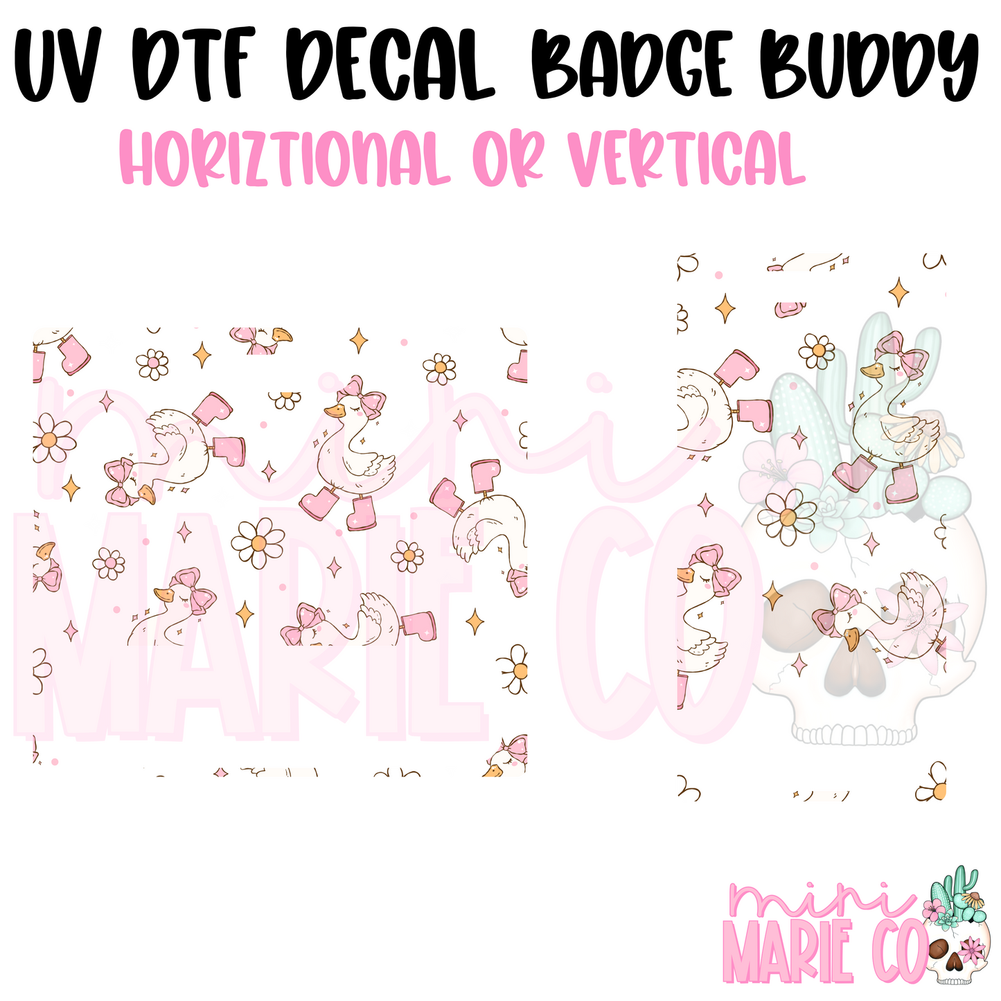 Pink Coquette Goose UV DTF Ready to Apply Decal (Horizontal or Vertical)