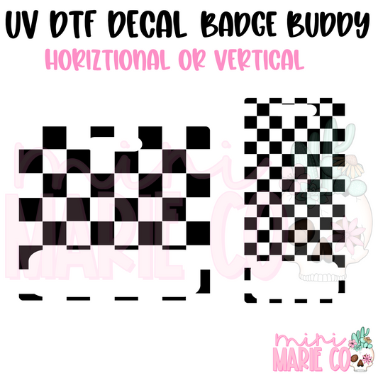 Black Checkered UV DTF Ready to Apply Decal (Horizontal or Vertical)