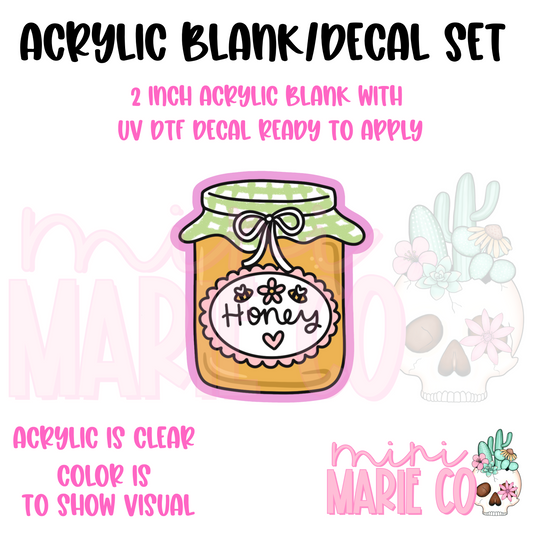 Honey Jar Acrylic Blank/ UV DTF Decal Set