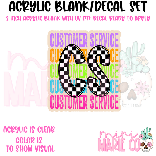 CS Colorful Checkered Acrylic Blank/ UV DTF Decal Set