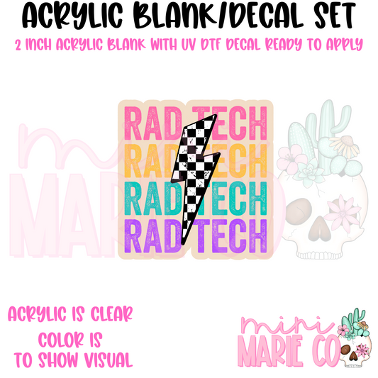 Rad Tech Colorful Checkered Acrylic Blank/ UV DTF Decal Set