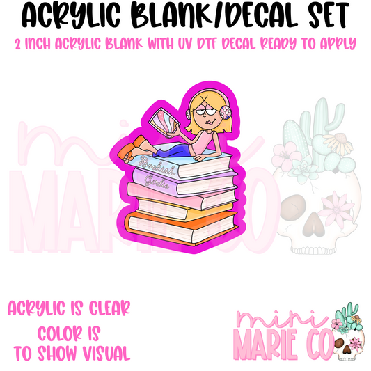 Girl On Books (Bookish Girlie) Acrylic Blank/ UV DTF Decal Set