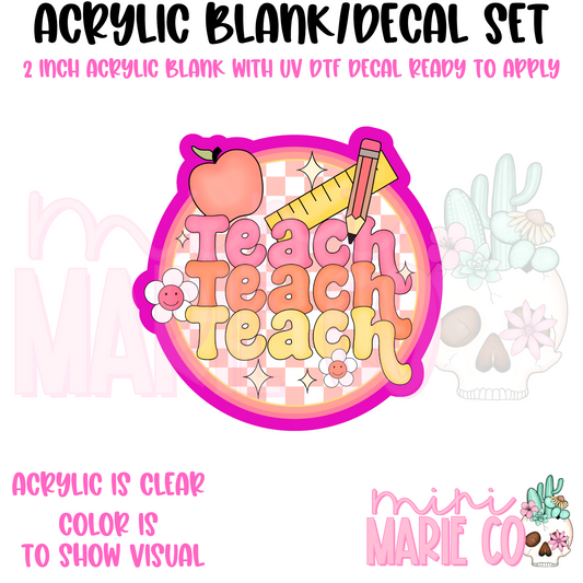 Teach With Apple & Ruler Acrylic Blank/ UV DTF Decal Set