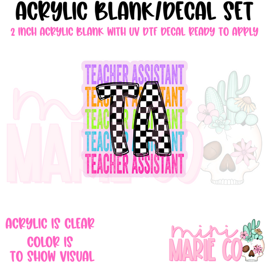 TA Colorful Checkered Acrylic Blank/ UV DTF Decal Set