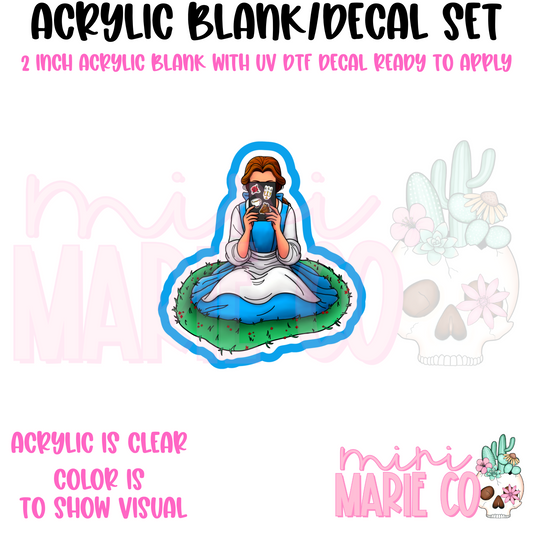 Beauty Book Girl Acrylic Blank/ UV DTF Decal Set