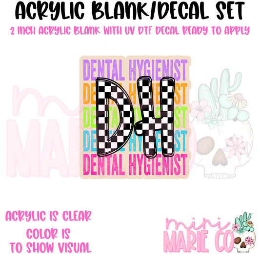 DH Colorful Checkered Acrylic Blank/ UV DTF Decal Set