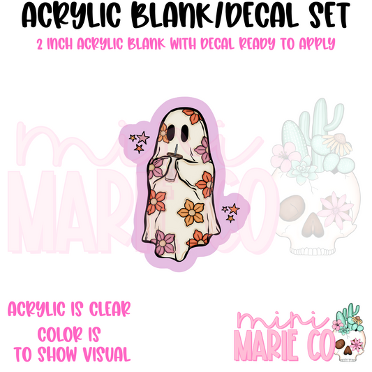 Retro Floral Ghost Acrylic Blank/Decal Set