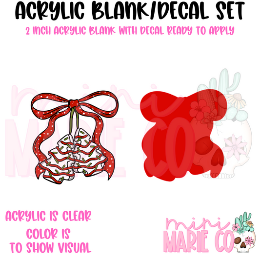 Christmas Tree Cake Cherry Style Acrylic Blank/Decal Set