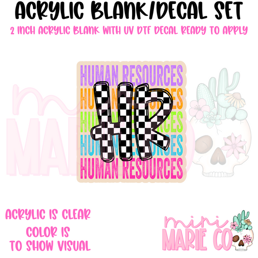 HR Colorful Checkered Acrylic Blank/ UV DTF Decal Set