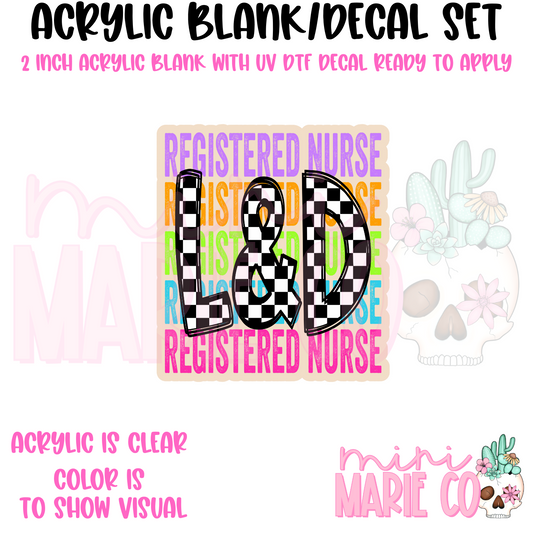 L&D Colorful Checkered Acrylic Blank/ UV DTF Decal Set