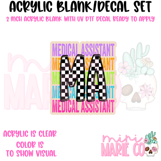 MA Colorful Checkered Acrylic Blank/ UV DTF Decal Set