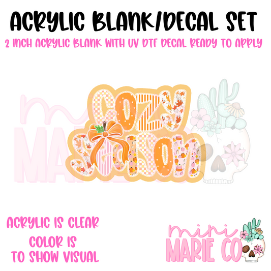 Cozy Season Acrylic Blank/ UV DTF Decal Set