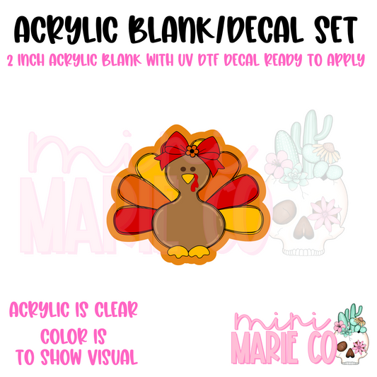 Cute Fall Turkey Acrylic Blank/ UV DTF Decal Set