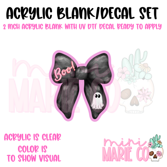 Boo Bow Acrylic Blank/ UV DTF Decal Set