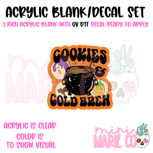 Cookies & Cold Brew Acrylic Blank/ UV DTF Decal Set