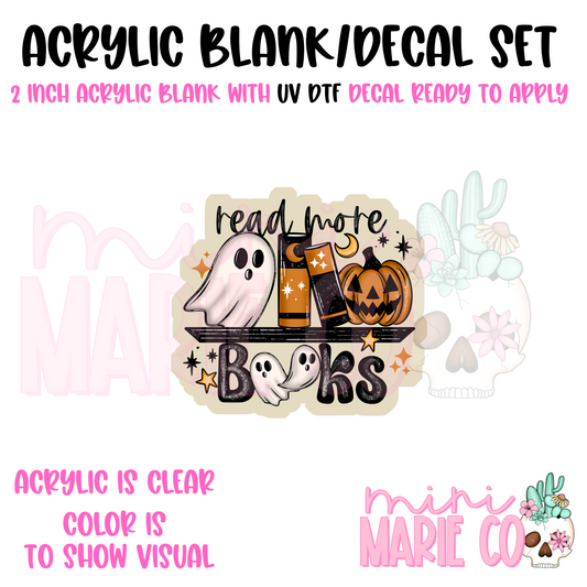 Read More Books Spooky Version Acrylic Blank/ UV DTF Decal Set