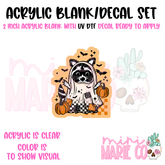 Raccoon Ghostie Acrylic Blank/ UV DTF Decal Set