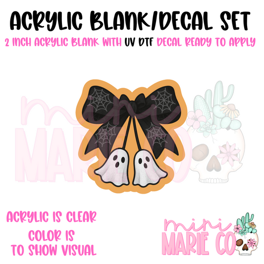 Ghost Bow Cherry Style  Acrylic Blank/ UV DTF Decal Set