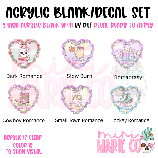 Book Romance Frames Acrylic Blank/ UV DTF Decal Set