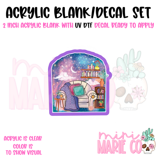 Celestial Book Nook  Acrylic Blank/ UV DTF Decal Set