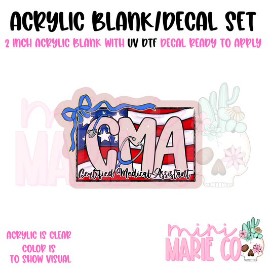 CMA Red,White and Blue Acrylic Blank/ UV DTF Decal Set