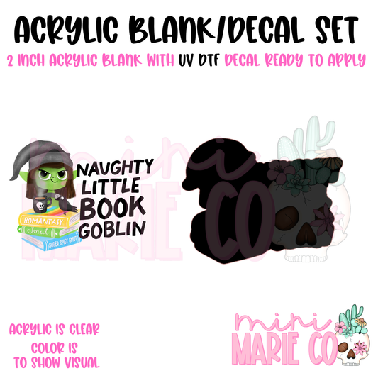 Naughty Little Book Goblin Acrylic Blank/ UV DTF Decal Set