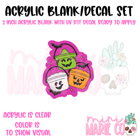 Halloween Candy Buckets Acrylic Blank/ UV DTF Decal Set