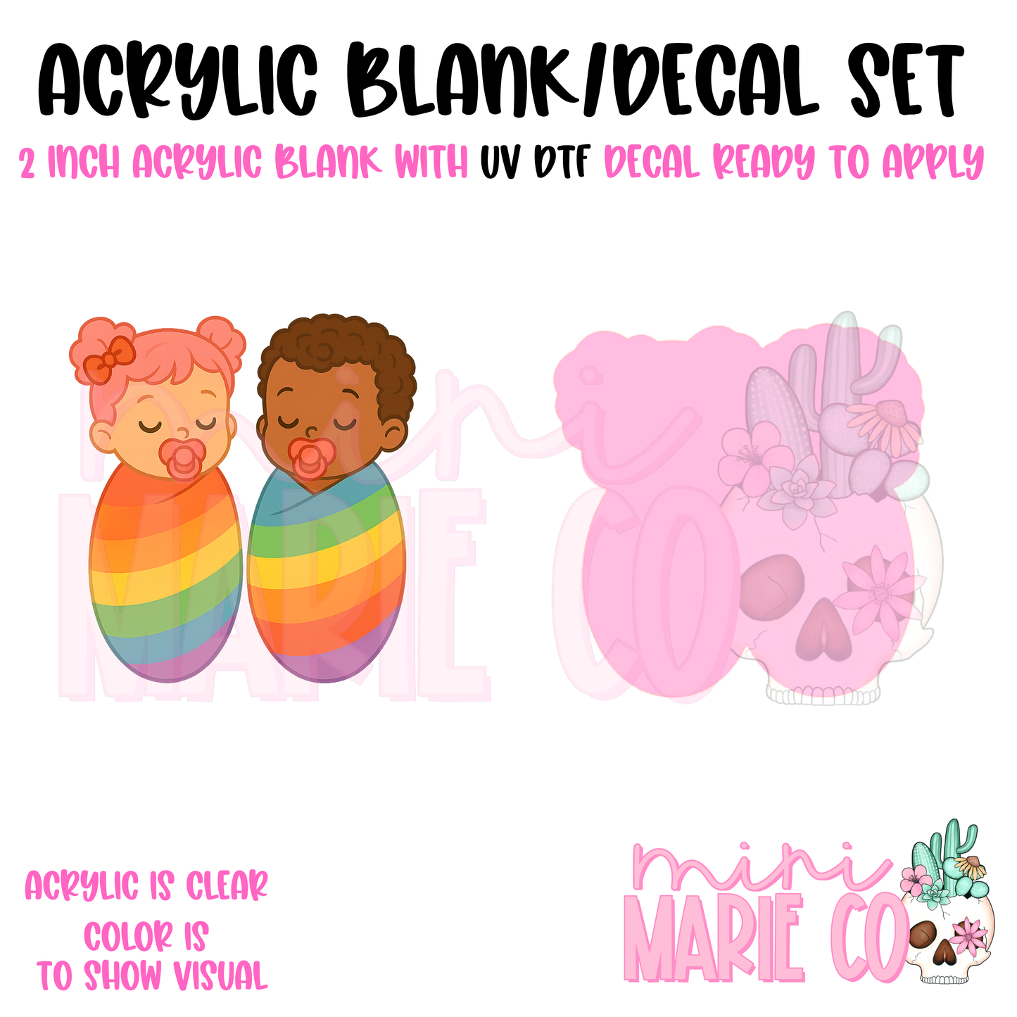 Rainbow Babies Acrylic Blank/ UV DTF Decal Set