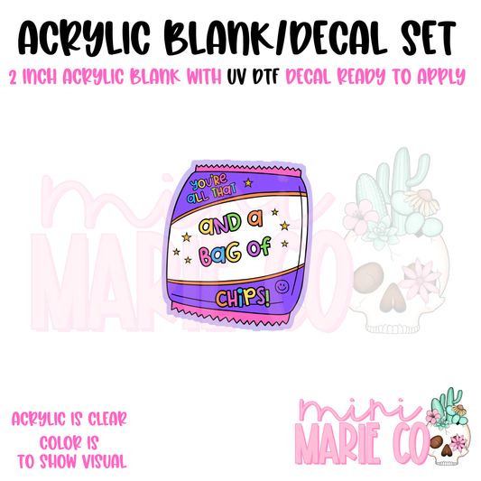 Bag of Chips Acrylic Blank/ UV DTF Decal Set