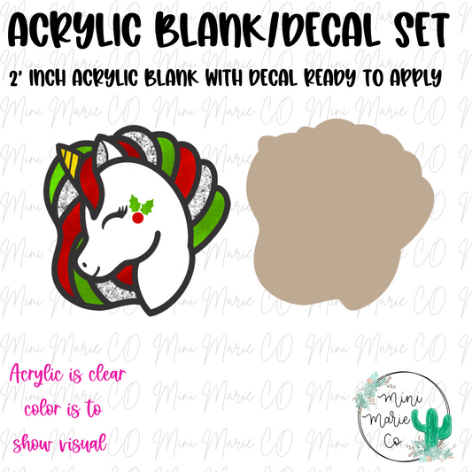Christmas Unicorn Acrylic Blank/Decal Set