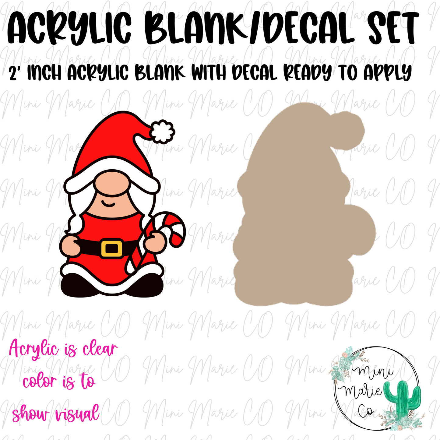 Mrs. Claus Gnome Acrylic Blank/Decal Set