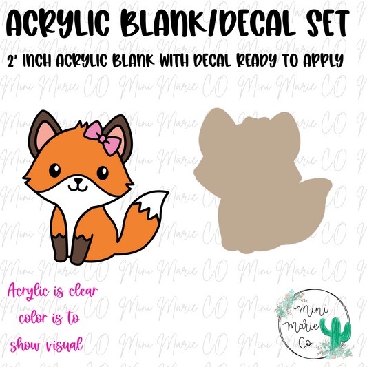 Fox With Bow Acrylic Blank/Decal Set