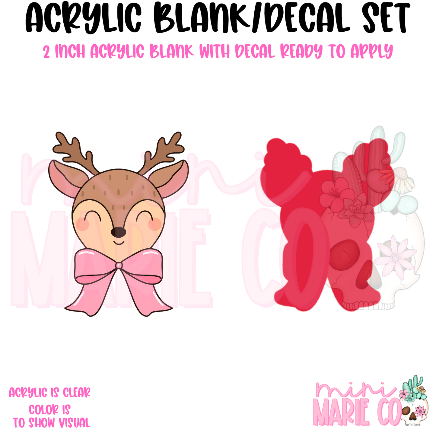 Reindeer With Bow Acrylic Blank/Decal Set