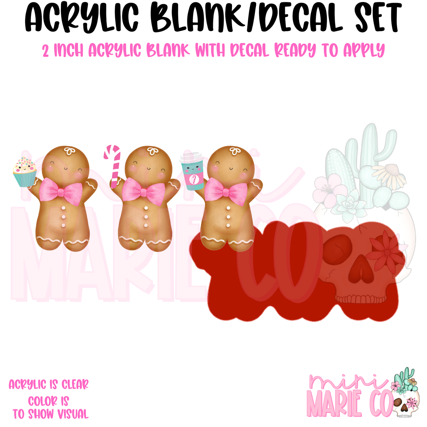 Gingerbread Trio Acrylic Blank/Decal Set