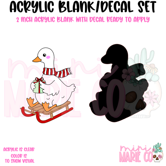 Goose on Sled Acrylic Blank/Decal Set
