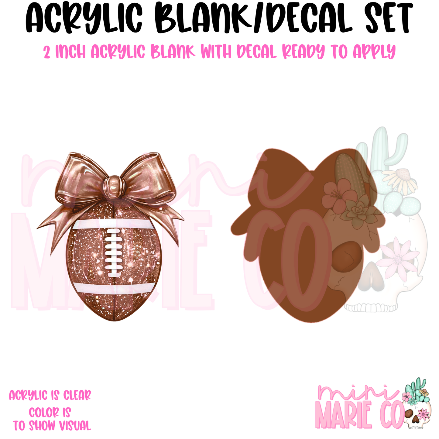 Football with Bow Blank/Decal Set