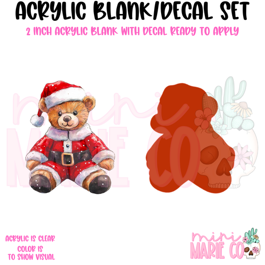 Santa Teddy Bear Acrylic Blank/Decal Set