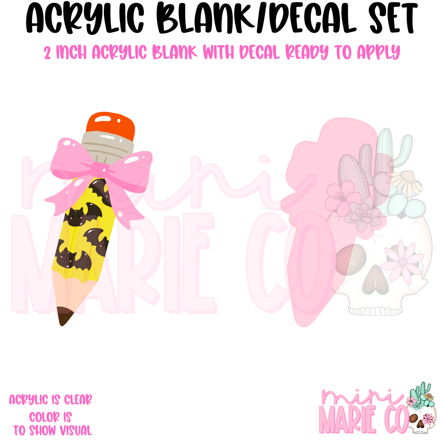 Batty Pencil Acrylic Blank/Decal Set
