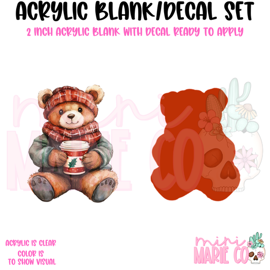 Winter Teddy Bear Acrylic Blank/Decal Set