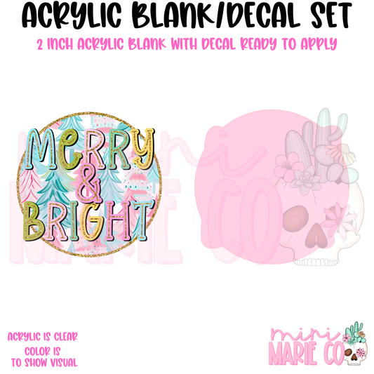 Merry and Bright Circle Blank/Decal Set