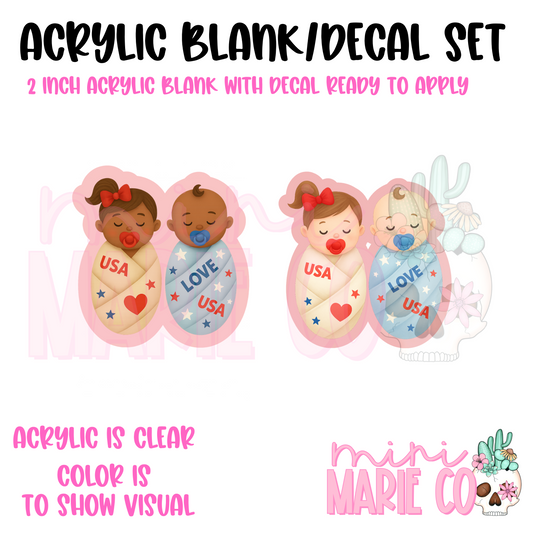 Fourth of July Babies Swaddled Acrylic Blank/Decal Set