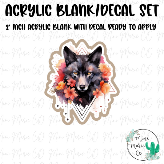 Watercolor Wolf Acrylic Blank/Decal Set