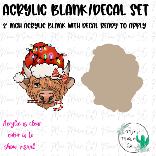 Christmas Highland Cow Acrylic Blank/Decal Set