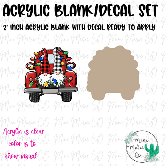 Gnome Christmas Truck Acrylic Blank/Decal Set