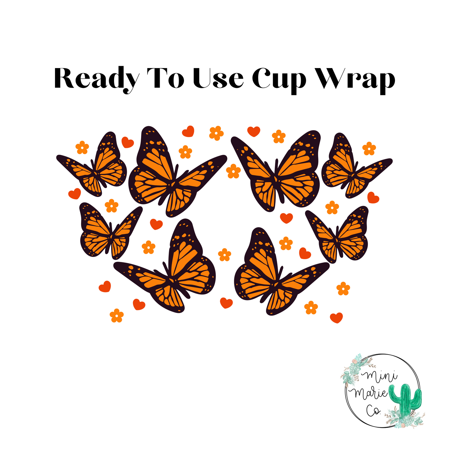 Monarch Butterfly 24oz With Hole Cold Cup Wrap