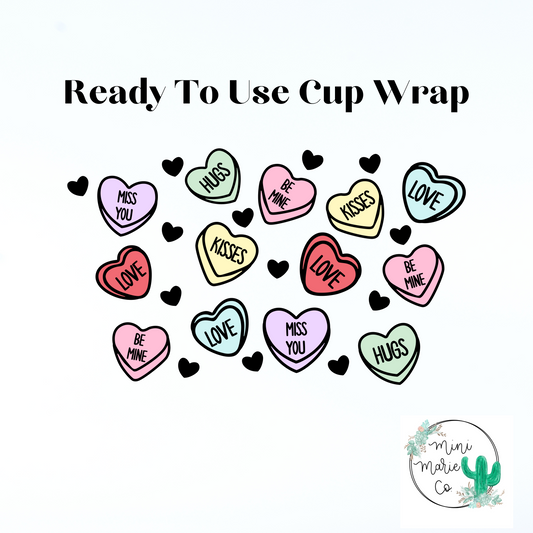 Candy Hearts 24oz NO Hole Cold Cup Wrap