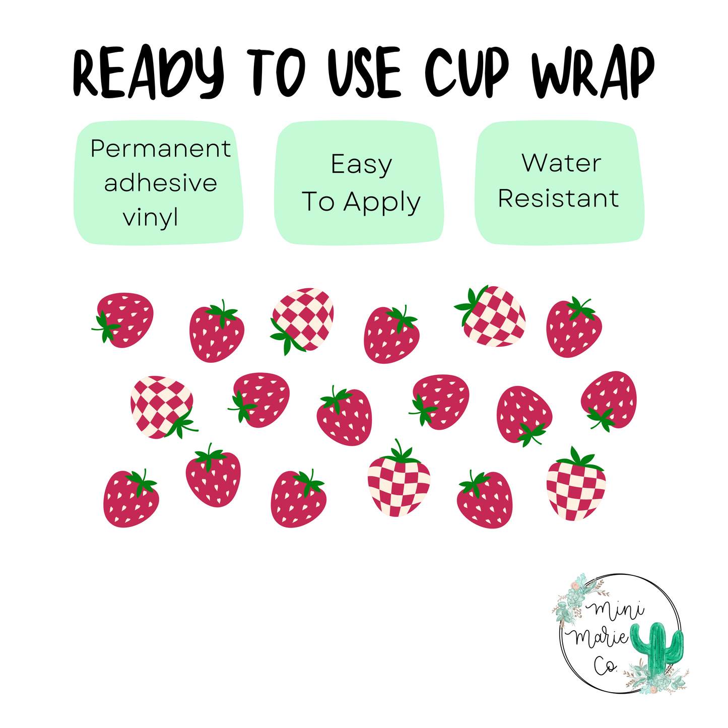 Checkered Strawberry 16oz Libbey Glass Wrap