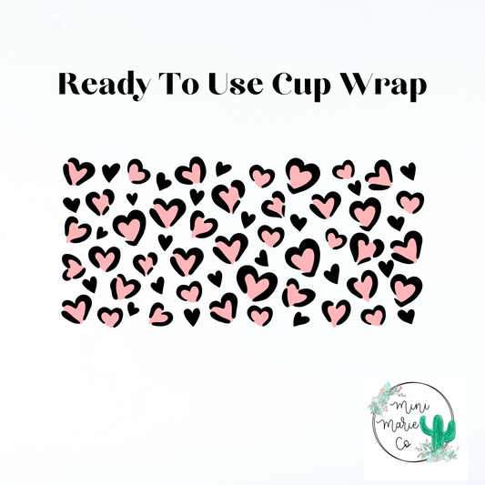 Cheetah Pink Hearts 16oz Libbey Glass Wrap
