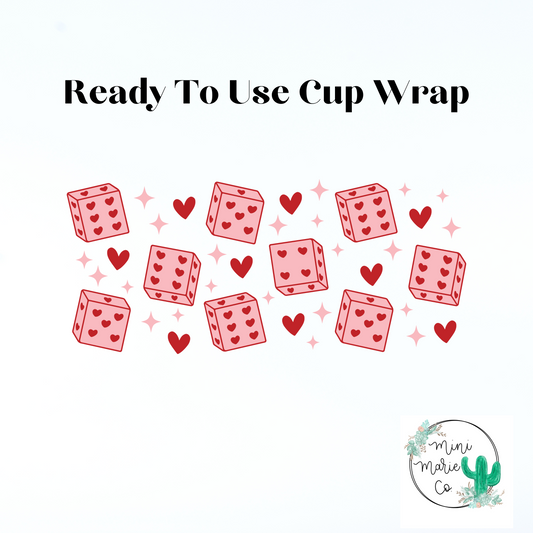 Heart Dice 16oz Libbey Glass Wrap